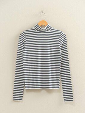Nautical Striped Turtleneck Top